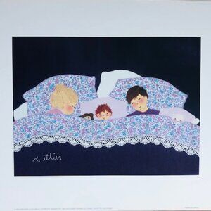 Diane Éthier “Bedtime Snuggles” Family in Bed Print